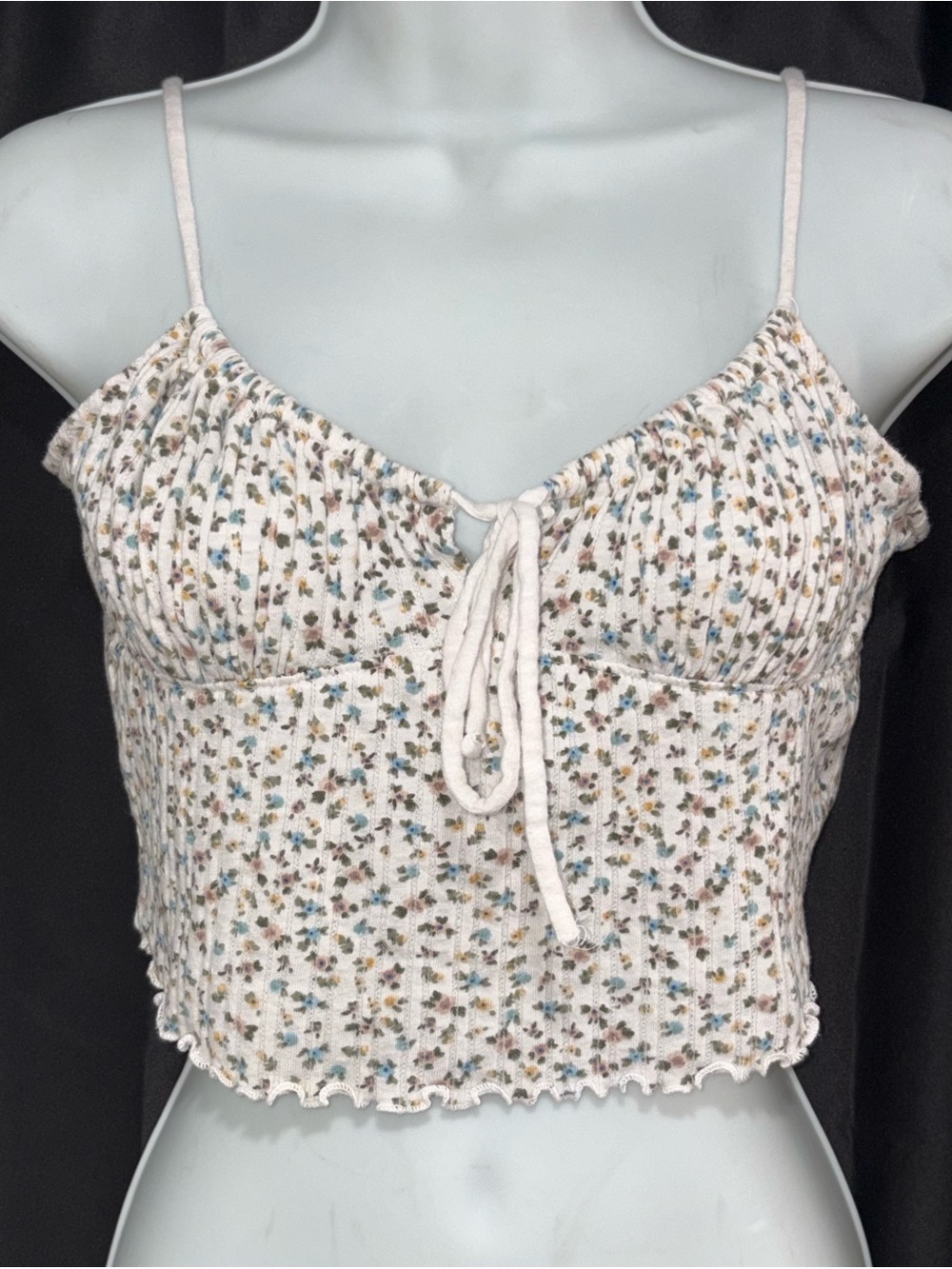 Women’s vintage Aeropostale Floral Tie-Front Ribbed Crop Cami S